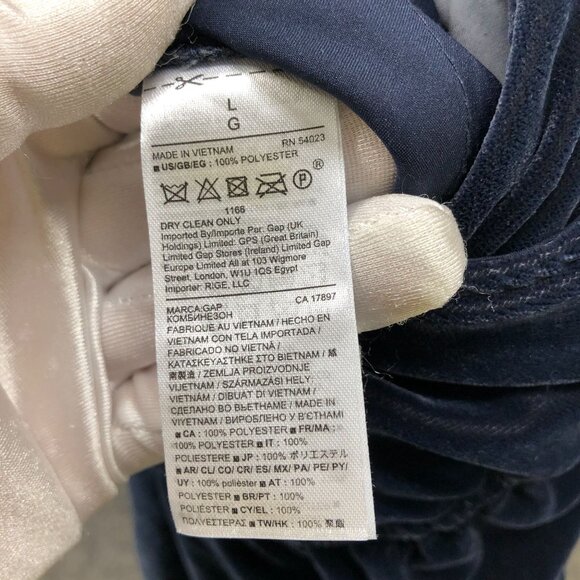 Gap Velvet Cami Jumpsuit Womens L Dark Blue Navy Tapered Relaxed Tie Waist - Picture 8 of 8